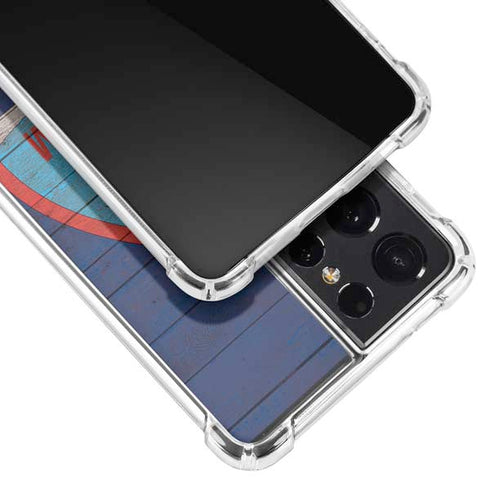 Guam Flag Dark Wood Galaxy S21 Ultra 5G Clear Case